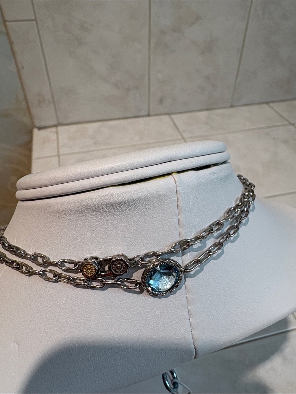 Tacori Sterling Silver 38” Long Station Necklace Turquoise & Blue Topaz Accents - Picture 4 of 10
